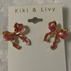 Kiki & Livy Pink Bow Earrings Valentines